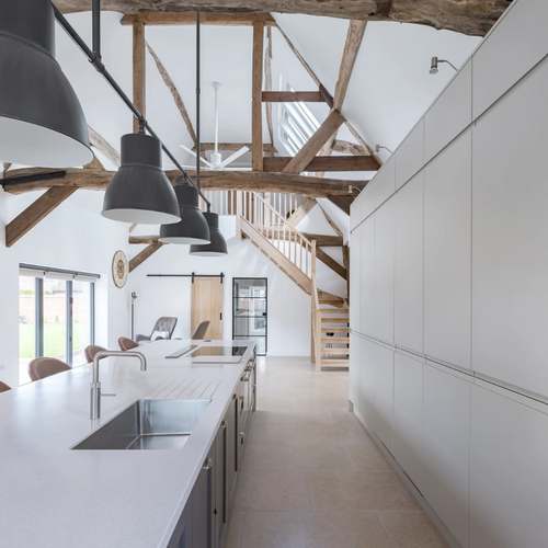 smart storage and worktops in a white kitchen