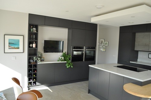 dark grey handleless kitchen
