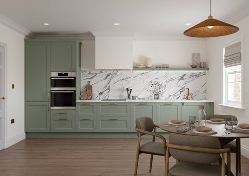 shaker kitchen in sage green
