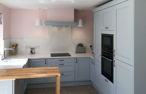 light blue shaker kitchen