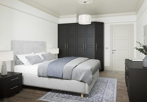 Image of a black and white bedroom design.