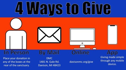 4 Ways to Give: In Person, By Mail, Online, In App