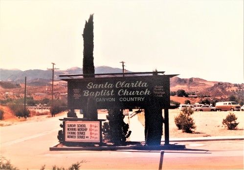 Church sign on Luther Drive, 1981