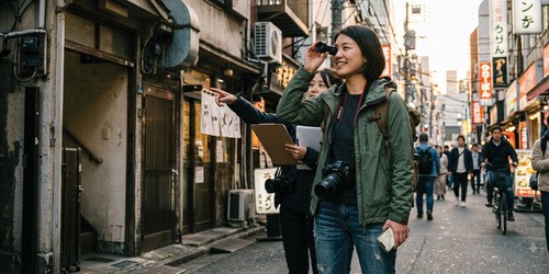 woman scouting a location