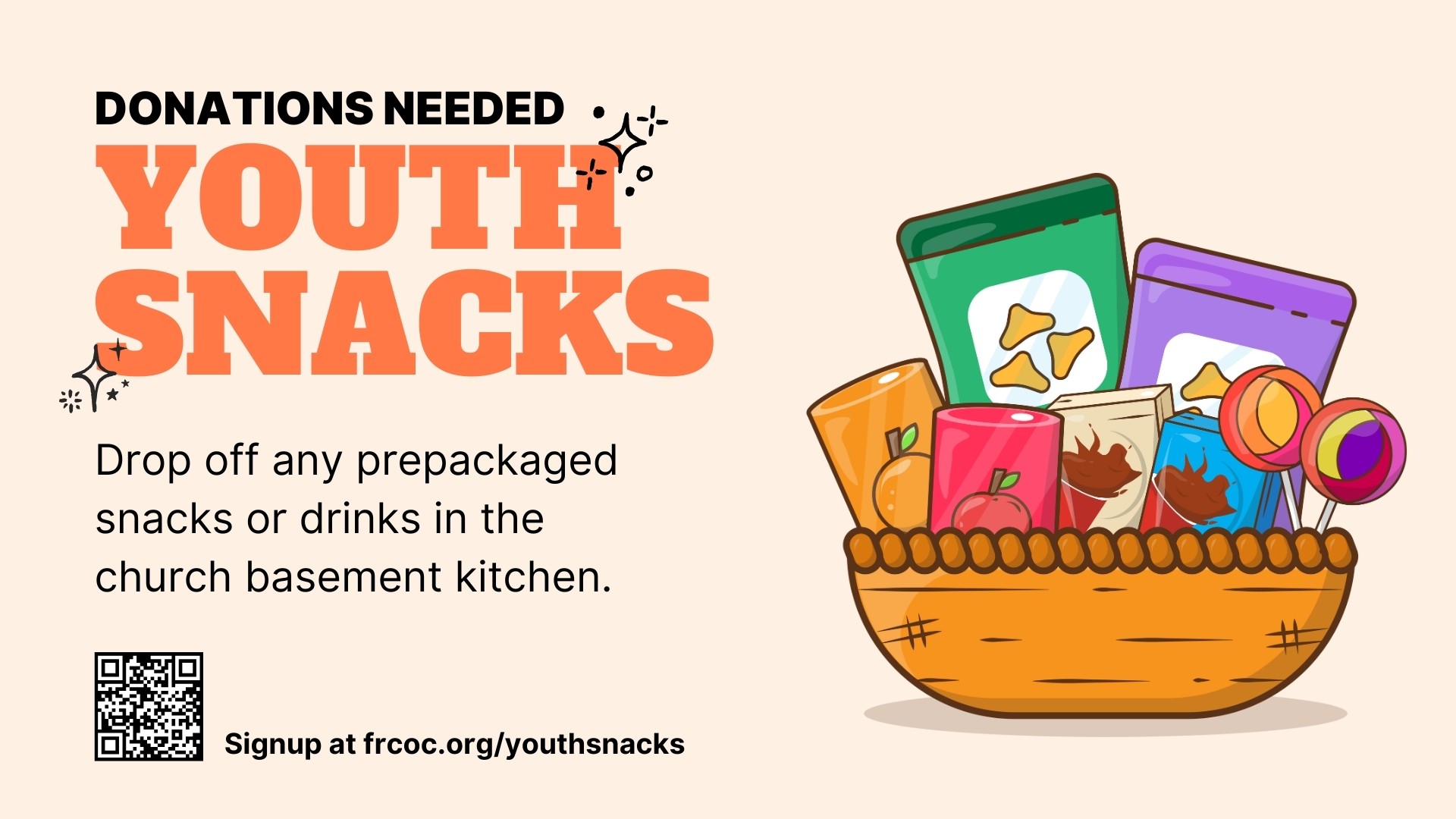 Snacks Giving Youth Snacks Needed | First Reformed Church, Orange City, Iowa