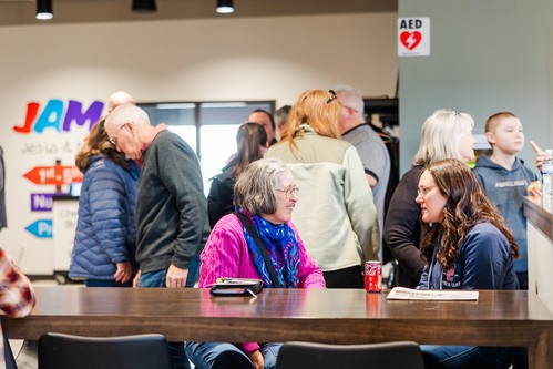 Picture of people in the Ashkum Campus lobby