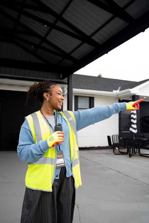 A Park and Ride Team volunteer at Central Triad Church