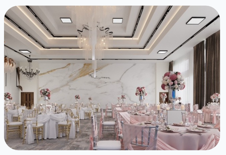 Interior concept rendering of the multipurpose event center banquet hall