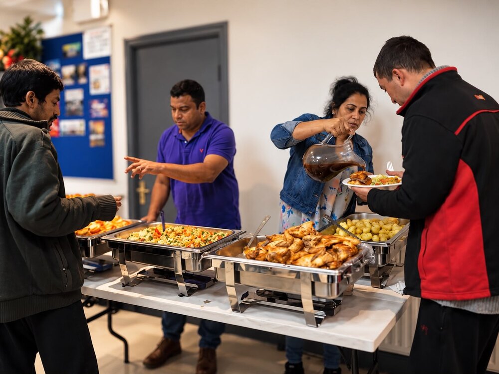 Serving a hot meal at Father’s Feast