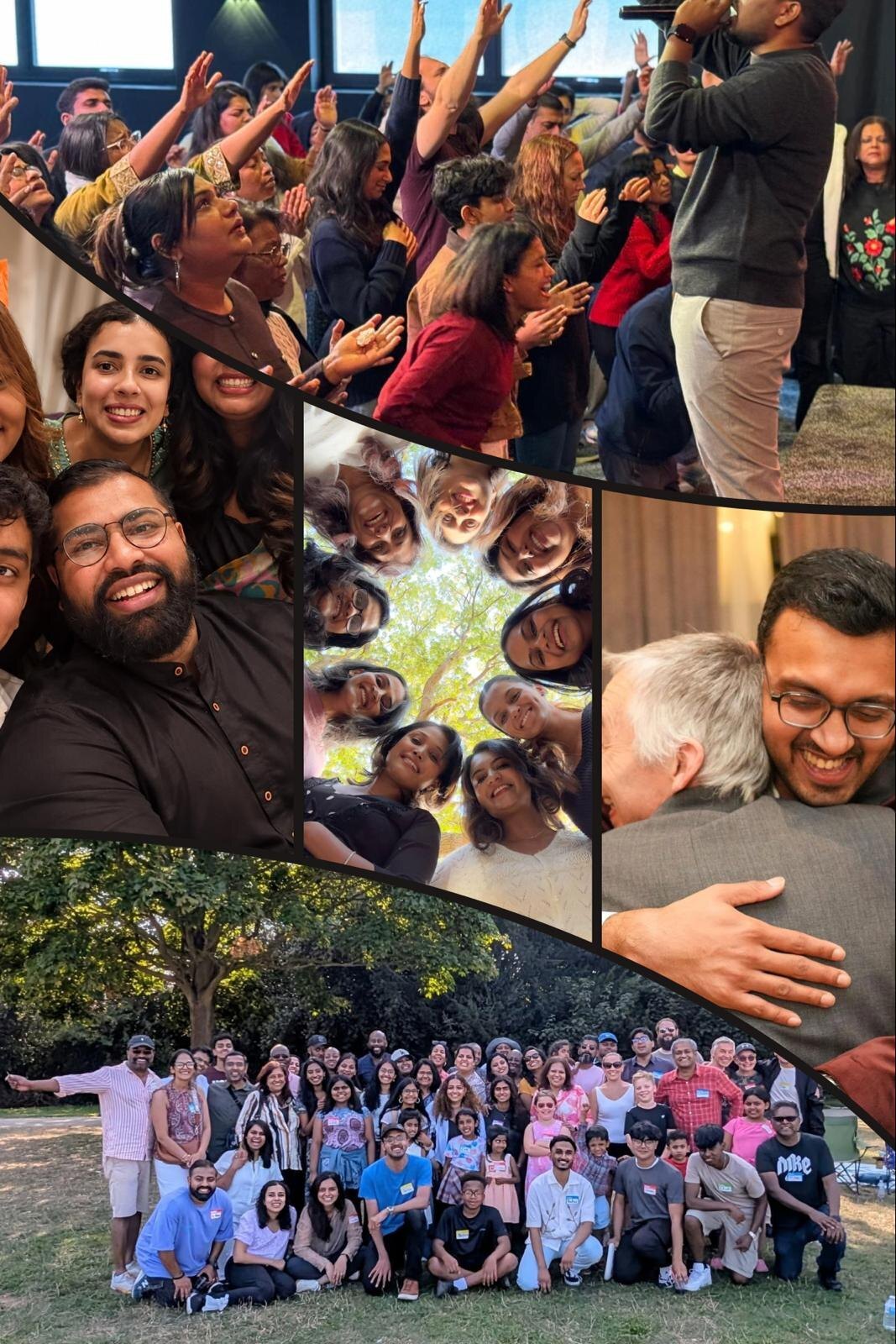 The Capstone church family together at a summer picnic, with worship, friendship and embrace