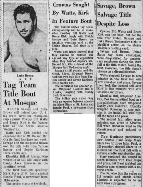 newspaper ad from 1969 advertising wrestling event