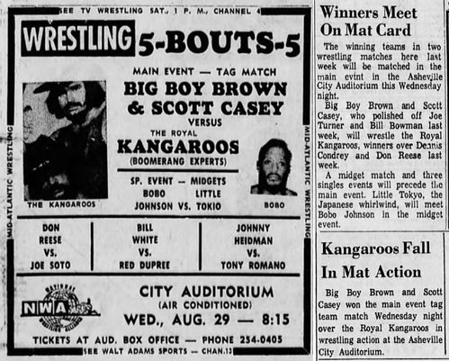 newspaper ad from 1969 advertising wrestling event