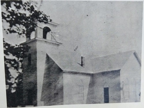 The only remaining photo of Cedar Rock's original house of worship, consructed in the late 1870s.