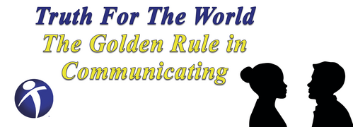 The Golden Rule in Communicating title with a silhouette of a man and woman facing each other