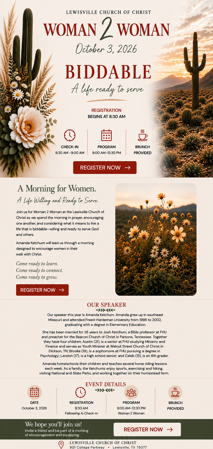Woman 2 Woman - October 3, 2026 - Biddable: A life ready to serve