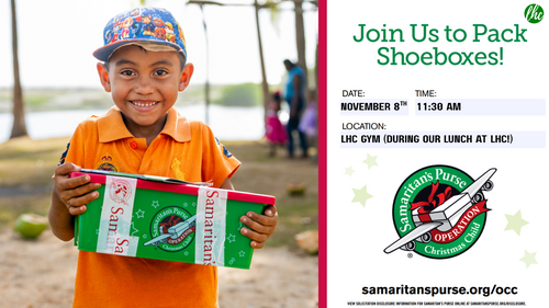 Operation Christmas Child Christmas in July giveback image with donation dates