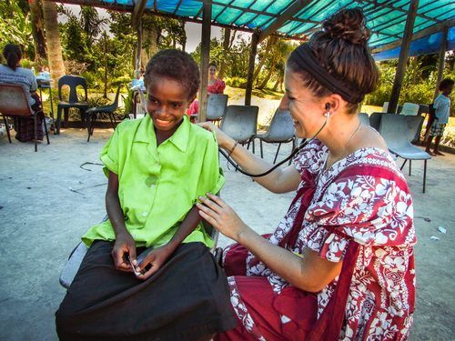 Woman On Mission Trip In Africa.