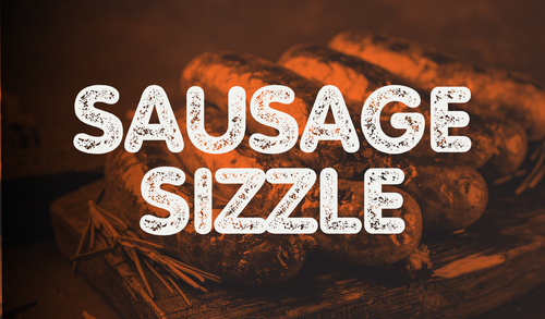 Sausage Sizzle churchwide lunch event graphic for the UHBC outdoor fellowship cookout on April 19 2026 in Stillwater, Oklahoma