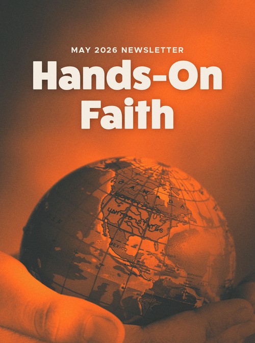 Cover of the UHBC April 2026 newsletter titled Remembering What Matters Most featuring three crosses at sunset in Stillwater, Oklahoma