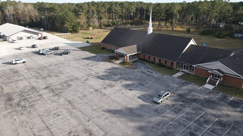 Arial view of The Masters Touch sitting at its new location on a portion of NTSBC property