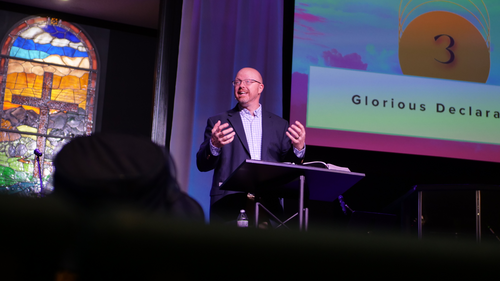 Pastor Randy preaches a sermon at wake cross roads baptist church