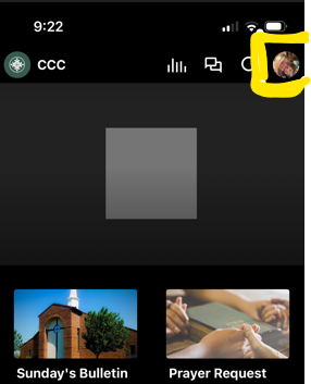 Click on the profile button in the top right corner