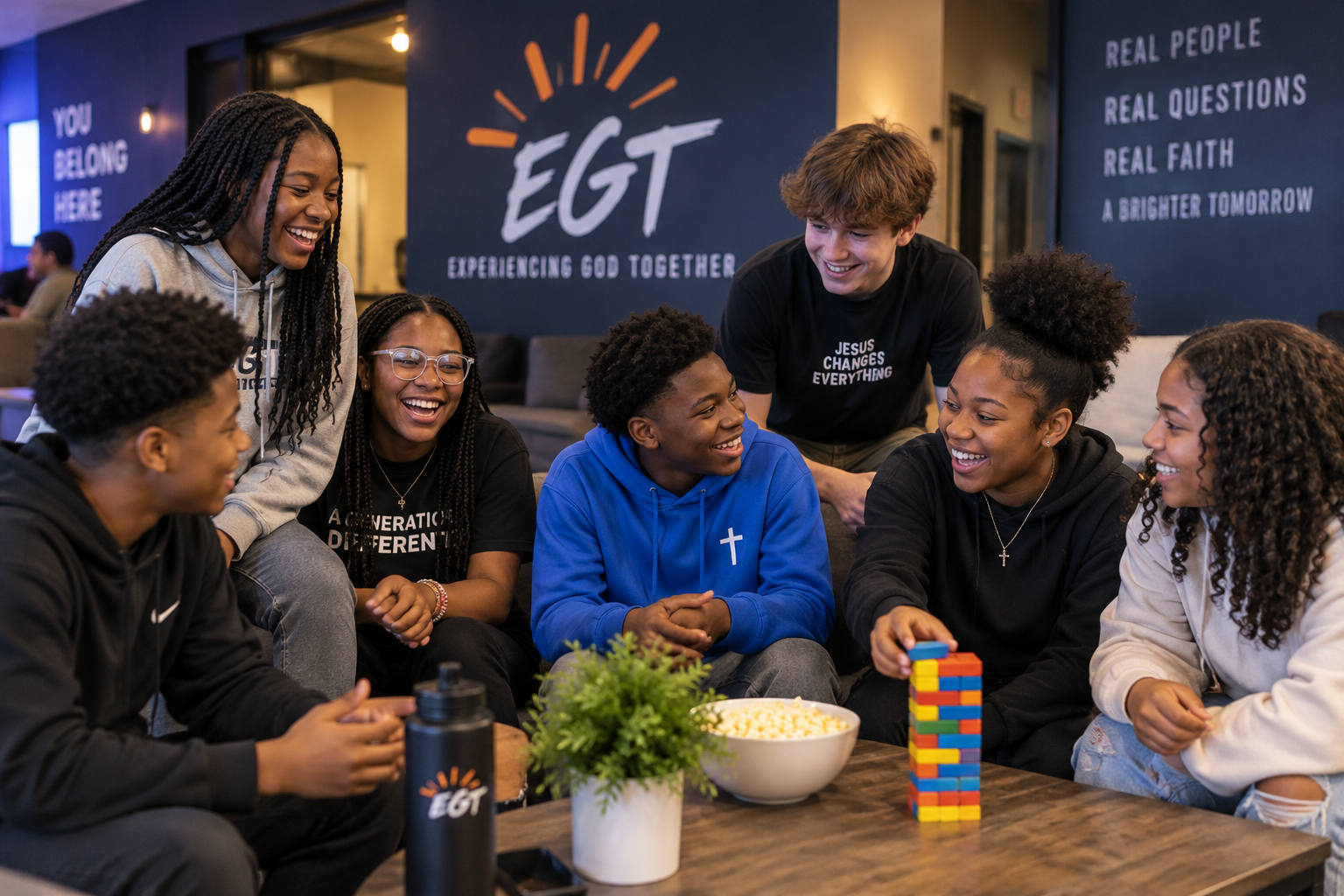 EGT Youth students walking and connecting together