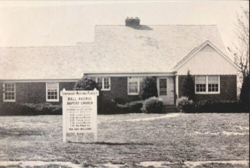 A black-and-white of the first NABC church building