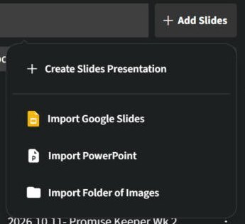Add Slides menu