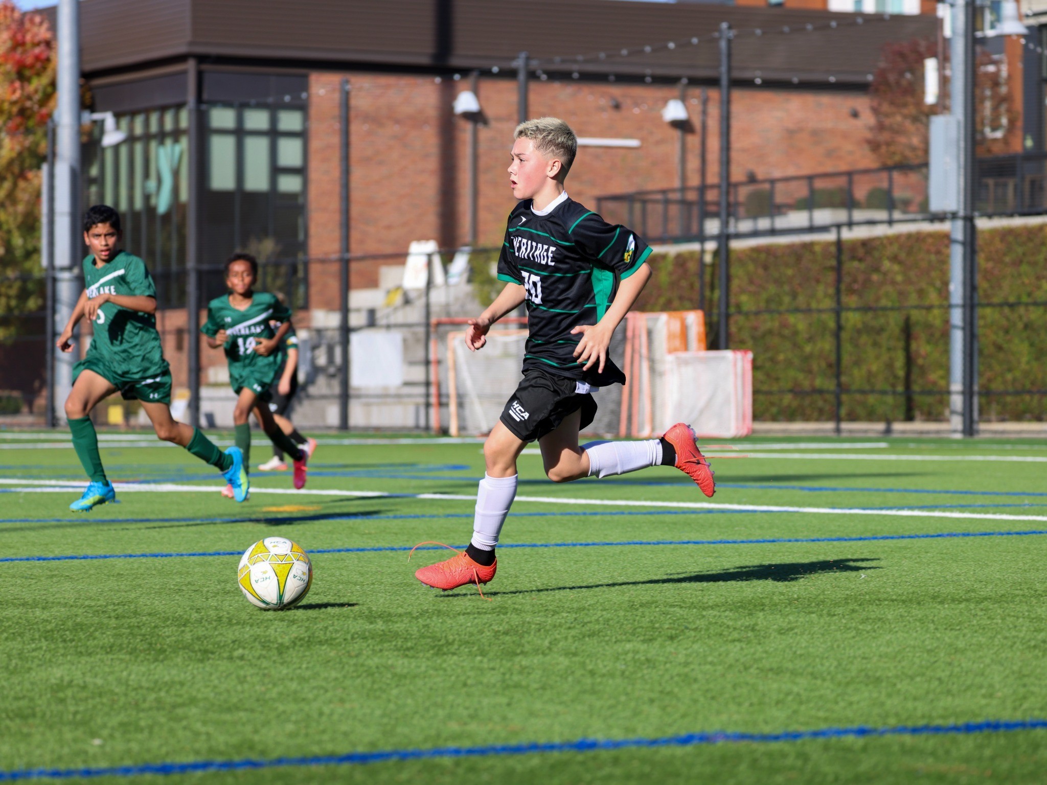 Heritage soccer player in action on the field