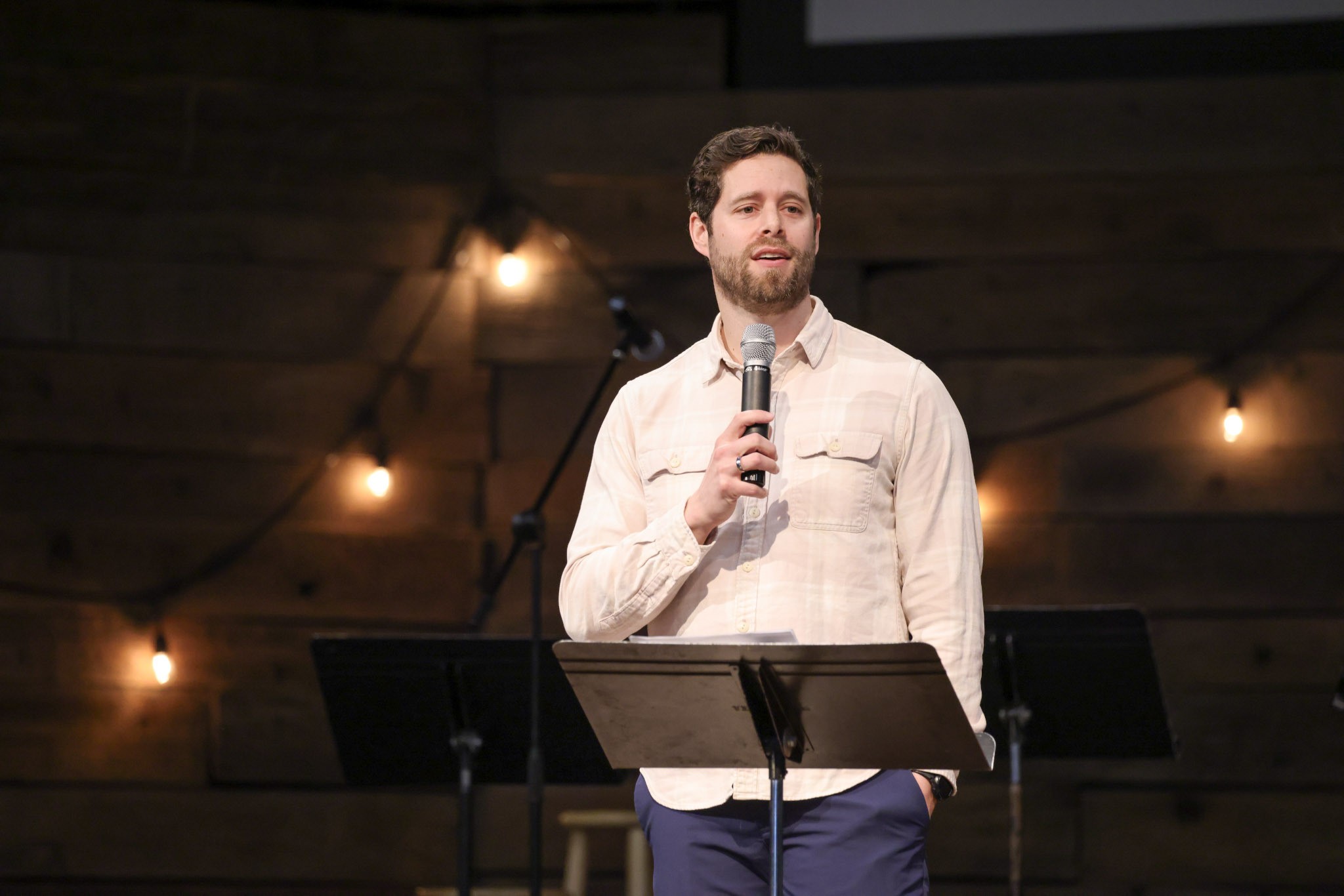 Guest speaker sharing a chapel message