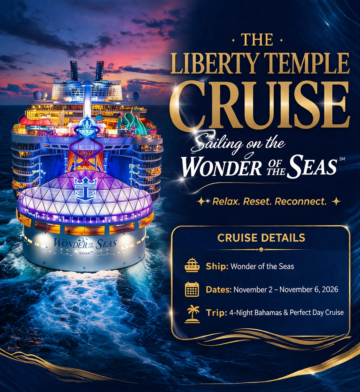 The Liberty Temple Cruise — Wonder of the Seas, November 2–6, 2026