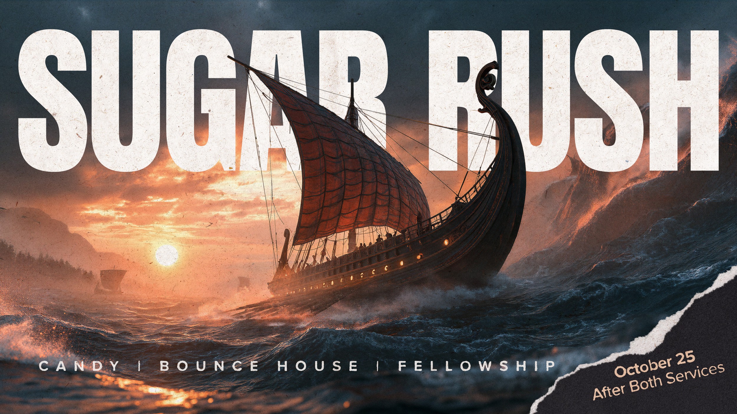 Sugar Rush: a ship sailing through the Odyssey themed artwork. October 25 after both services.
