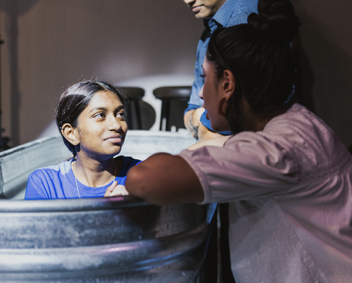 Young believer being baptized at a spirit filled church in Dallas.