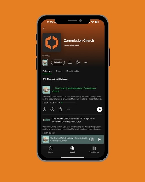 Commission Church in Plano TX featured on Spotify. Non-denominational church podcast with powerful worship and word from Ashish Mathew.
