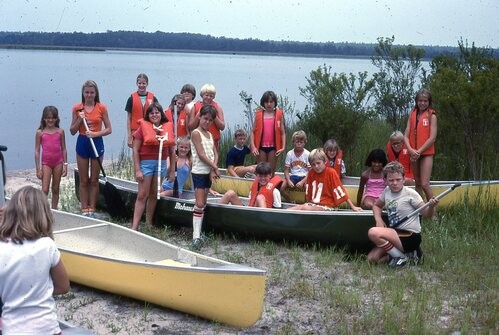 Old picture of canoes.