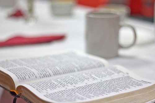 Daily bible reading with coffee