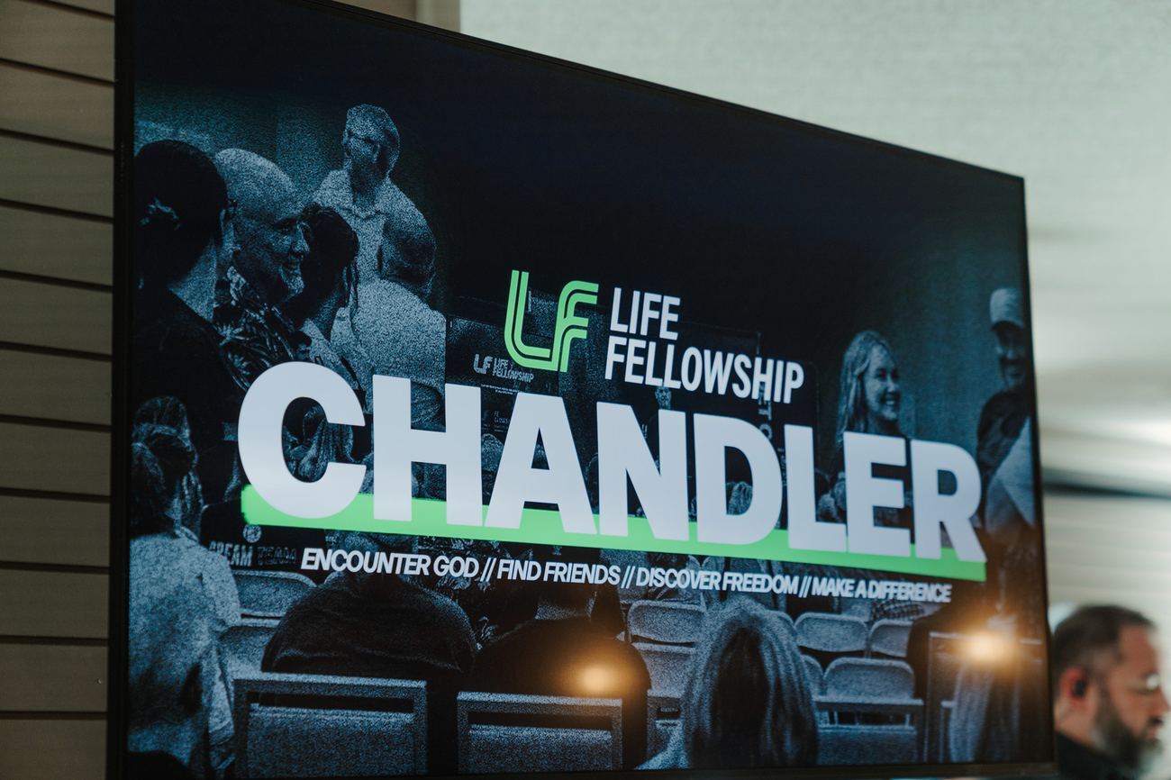 The Life Fellowship Chandler welcome screen inside the room