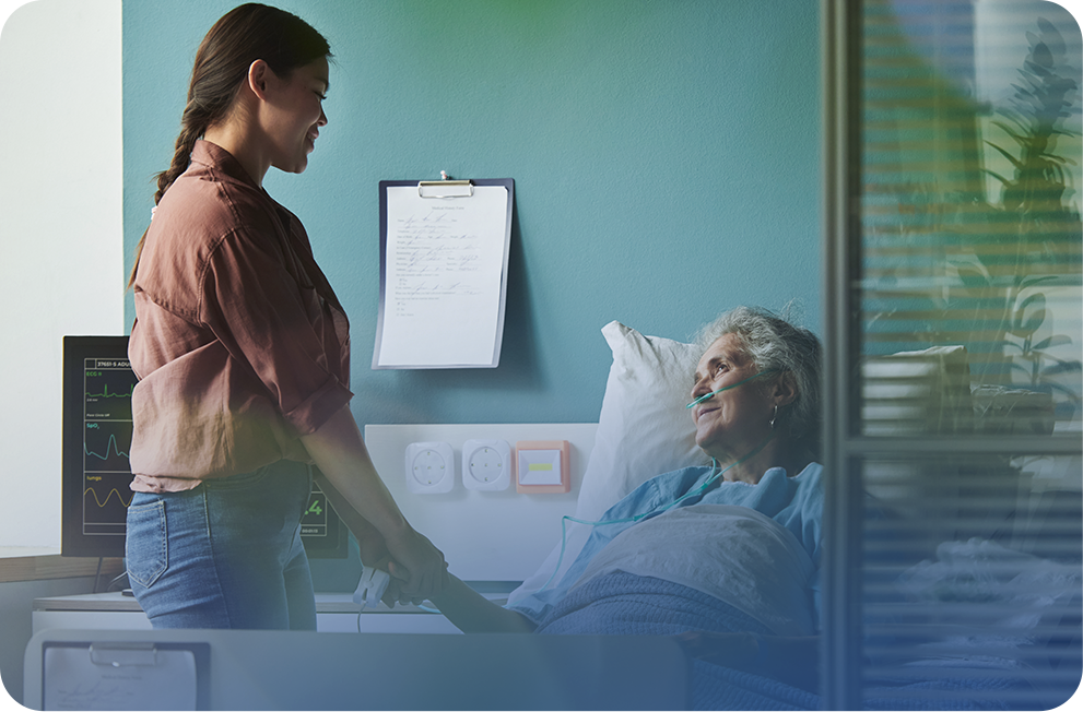 A caregiver visiting a patient