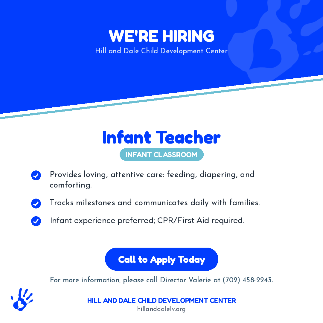 Now Hiring: Infant Teacher at Hill and Dale Child Development Center
