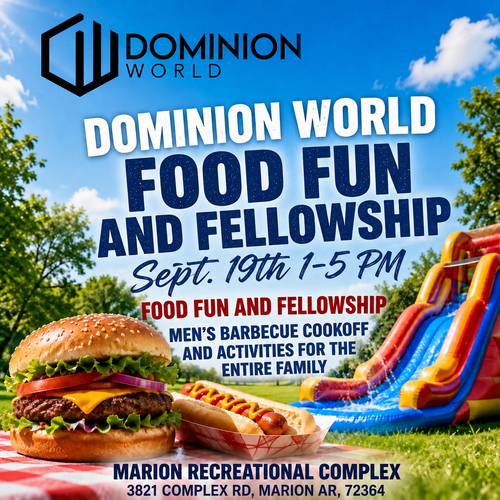 Dominion World Food Fun and Fellowship — September 19, 2026, 1–5 PM at Marion Recreational Complex, Marion, Arkansas