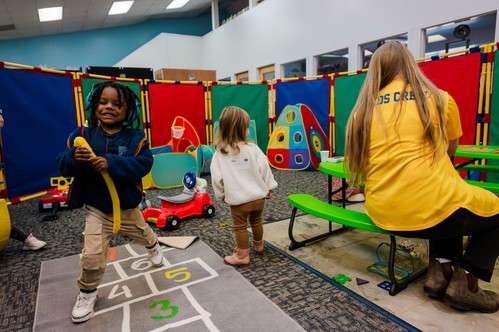 Children playing and having fun at Vivid City Kids during Sunday service in Greensboro NC