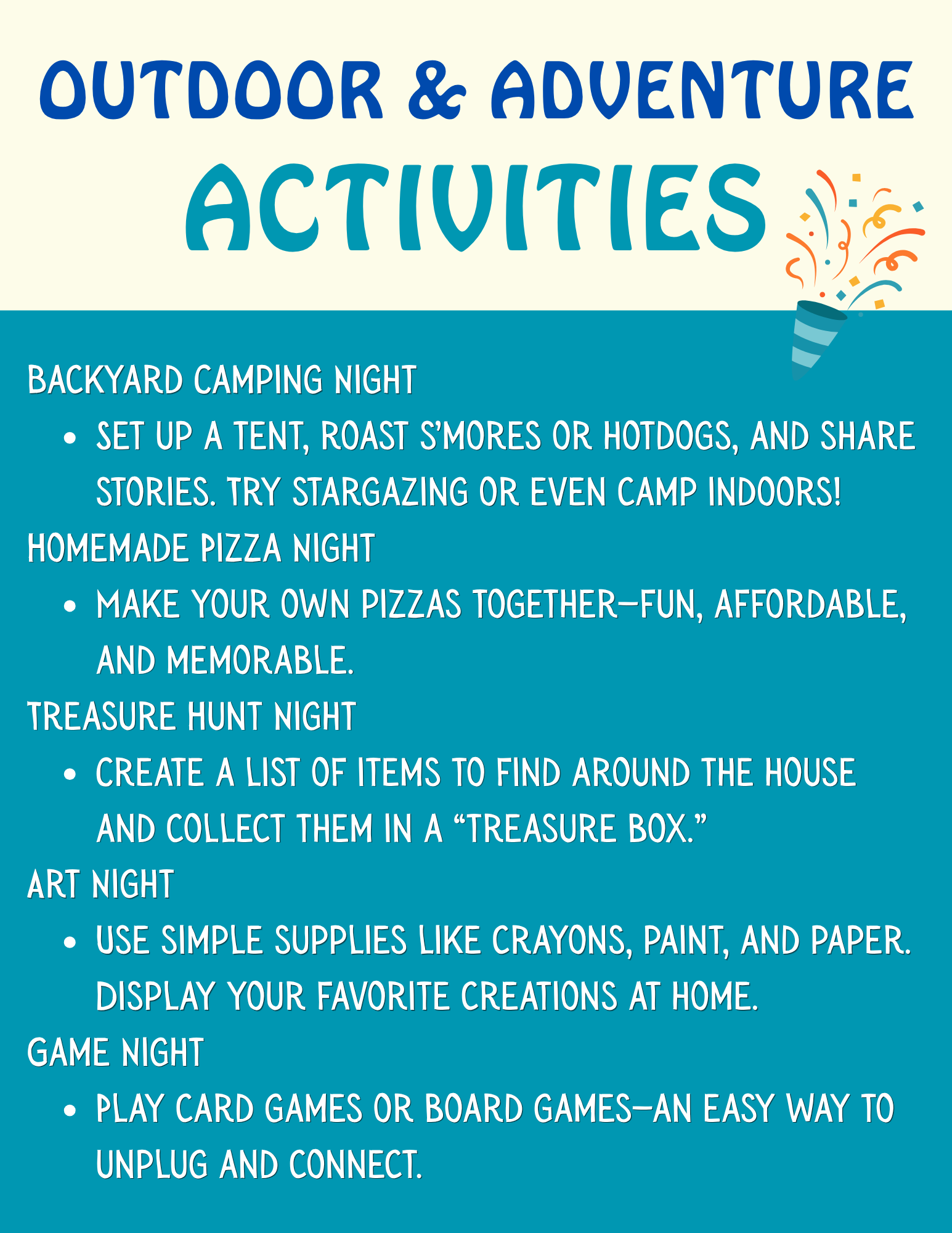Outdoor and Adventure Activities