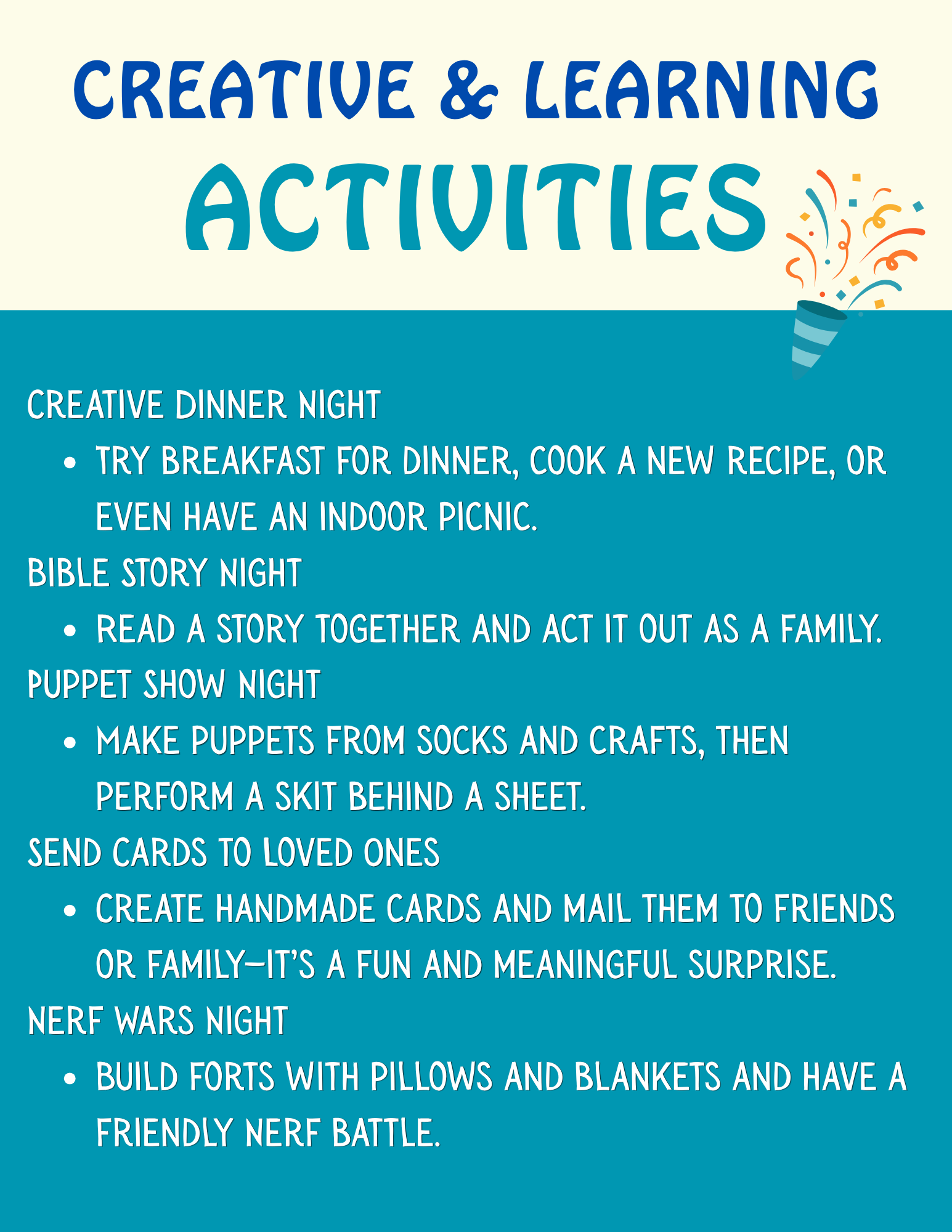 Creative and Learning Activities