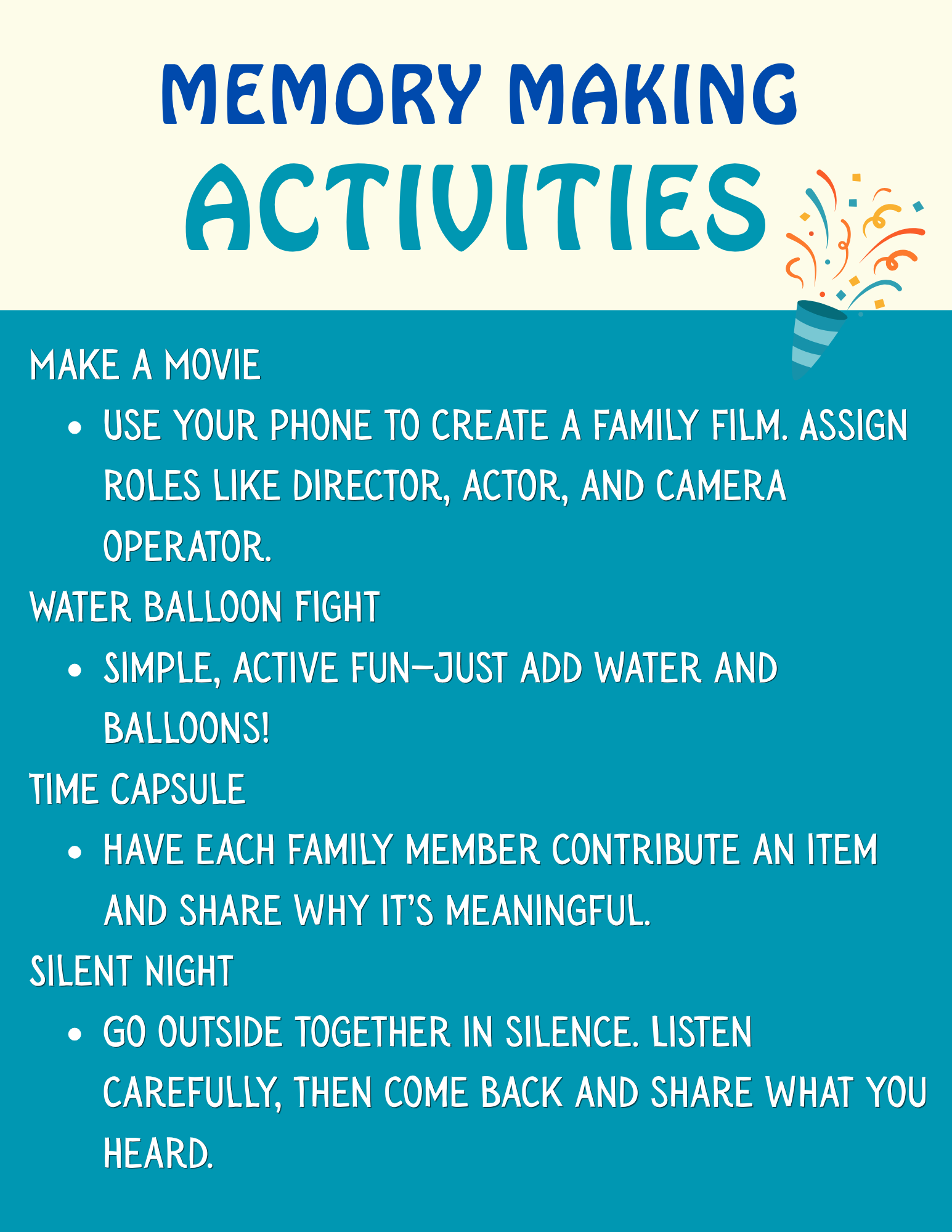 Memory Making Activities