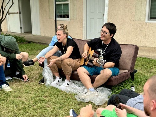 Worship outside at summer camp