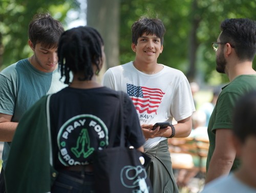 Children doing VBS craft project during summer Bible camp in Brooklyn