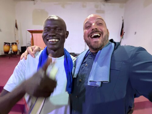 Pastor Richie with a partner pastor in South Sudan