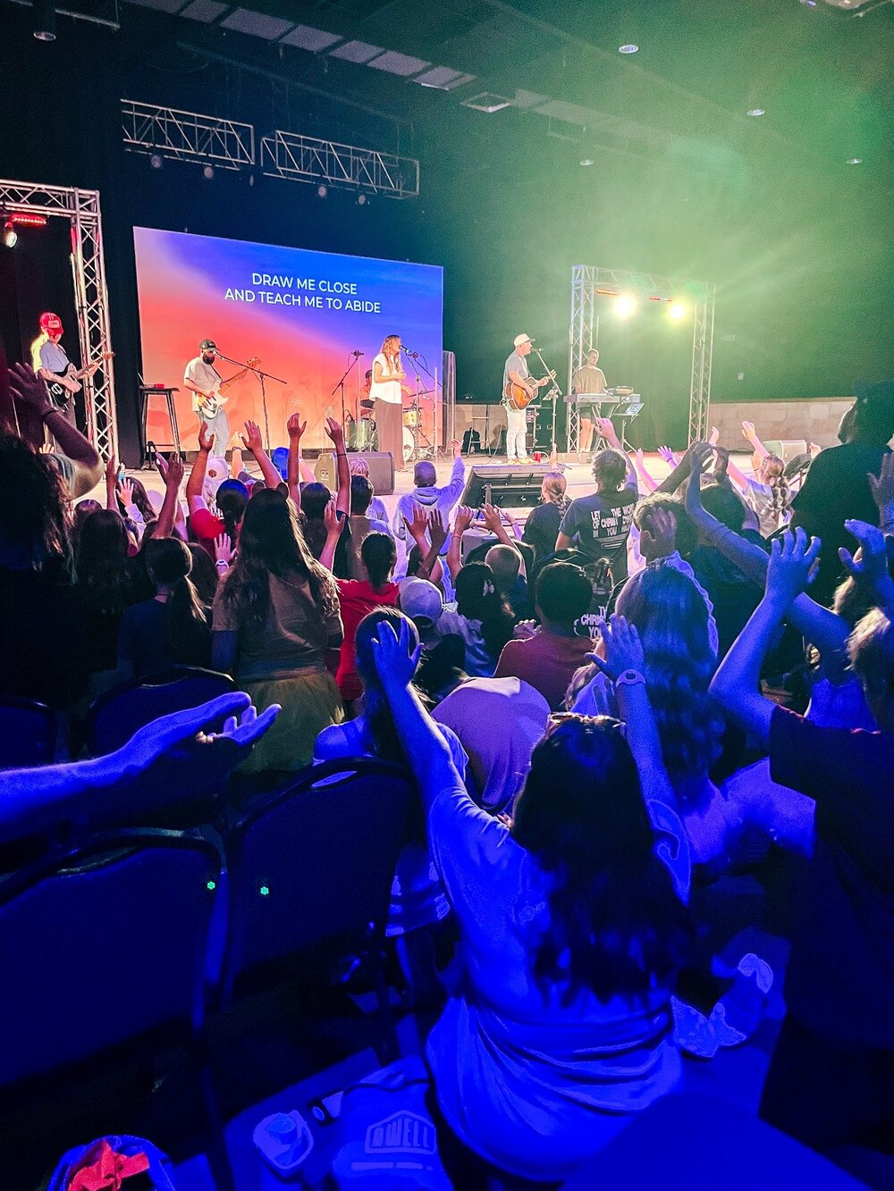 Students worshiping at Dwell Camp