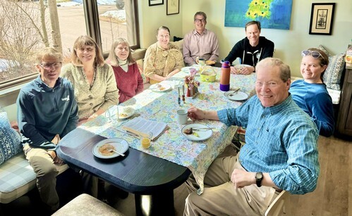 A small group dining together